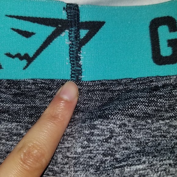 Gymshark Flex Leggings - Charcoal Marl/Pale Turquoise - Picture 4 of 5